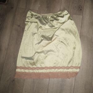 Elegant Cream Lace Trim Slip Skirt